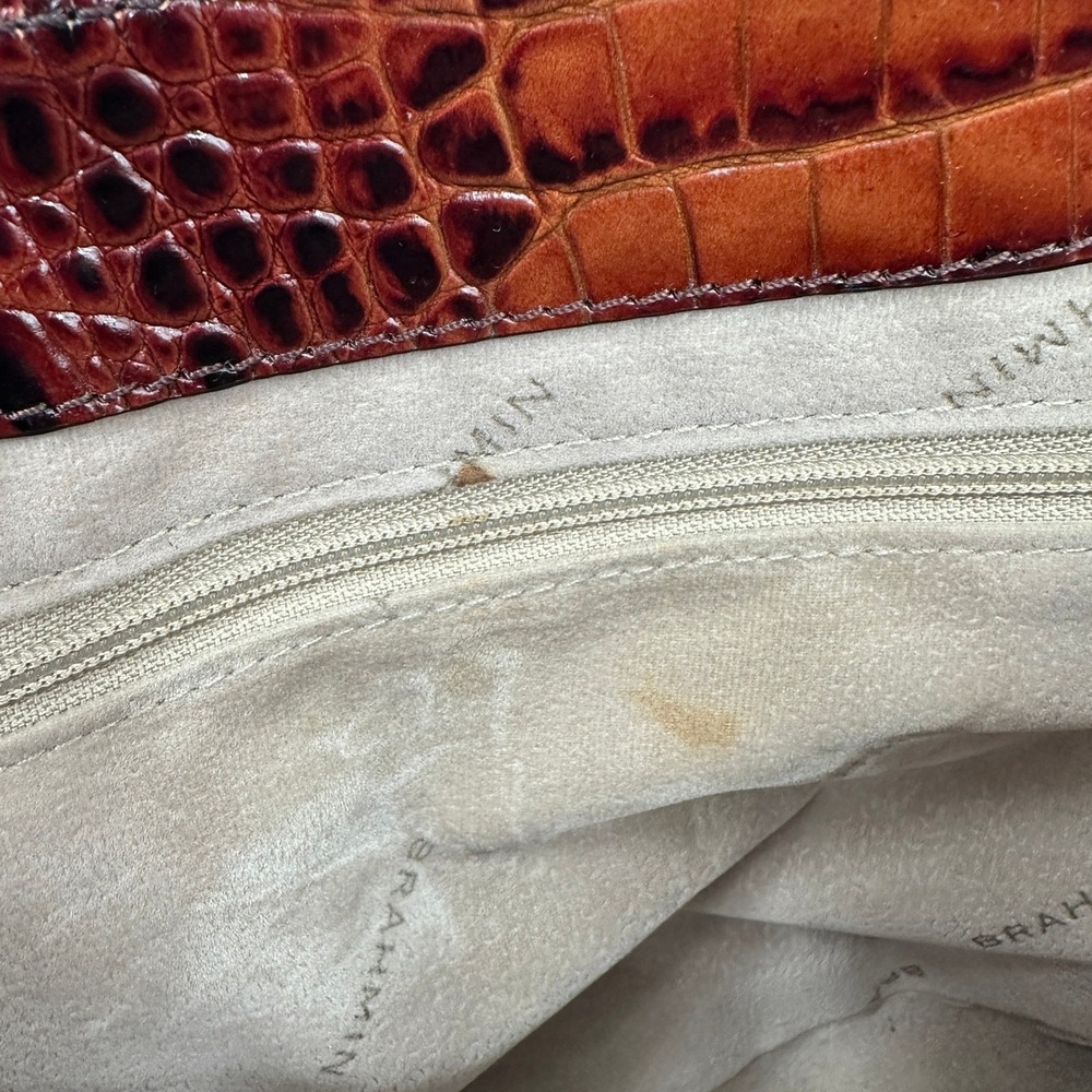 Brahim Croc Embossed Leather Handbag Structured Classic Quiet Luxury Old Money - Picture 9 of 10
